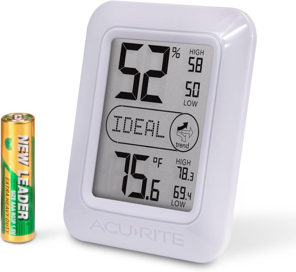 AcuRite Indoor Digital Thermometer & Hygrometer Comfort Levels (01131M) , White